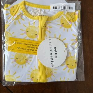 Little Sleepies Sunshine Shorty Zippy One-Piece Bodysuit - White & Yellow